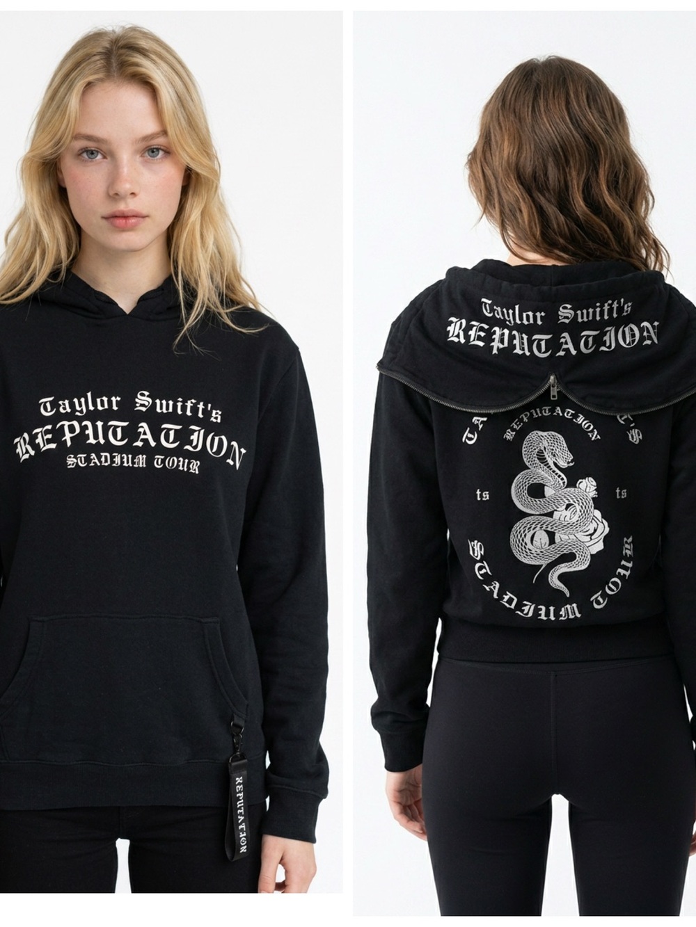 TAYLOR SWIFT • Reputation Stadium Tour Black Zip Hood Snake Hoodie Small